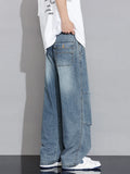 SHOPMOCHO Men's Cargo Jeans 2026 New Spring Summer Wide Leg Denim Pants Straight Baggy Jeans Asian Size L-5XL