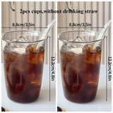 Shopmocho Glass Drinkware Cold Coffee Cups Latte Coffee Glass Iced Juice Milk Water Bottle Aesthetic Cup Wine Cocktail Glass כוסות לקפה קר
