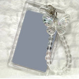 SHOPMOCHO Crystal Butterfly 3 Inch Acrylic Card Holder Photocards Display Credit ID Bank Card Protective Case Keychain Pendant Fashion