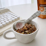 Shopmocho Cute Smiling Spoons Ceramic Ice Cream Spooon Irregular Hand Painted Dessert Breakfast Spoon Home Kitchen Tableware Accessories