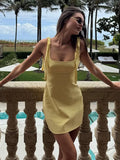 Shopmocho Chic Shinny Starfish Sequins Slim Mini Dresses Women Sexy U Neck Backless Sleeveless Vestidos Elegant Lady Evening Party Gowns