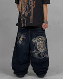 SHOPMOCHO Y2K American Jeans Mens Oversized Retro Hip-Hop Wide-Leg Pants Harajuku Trend Rock Women Straight Pants