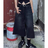 SHOPMOCHO 2026 Summer High Street Women Baggy Thin Jeans Female High Waist Capri Pants Girls Solid Color Leisure Denim Shorts