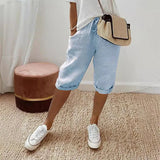 Shopmocho Solid Color Elastic High Waist Women Shorts Plus Size Lace Up Wide-Leg Pant With Pocket Vintage Streetwear Lady Oversize Pants