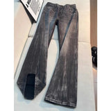 SHOPMOCHO Vintage Men's Jeans Man Pants High Street Washed Denim Blue Jeans Straight Leg Slight Flare Casual Trousers