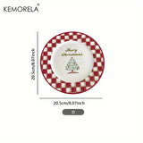 Shopmocho Christmas Ceramic Plate with Cups Platter Serving Tray Porcelain Dish for Fruit Appetizer Dessert Candy Snack Salad Dinnerware