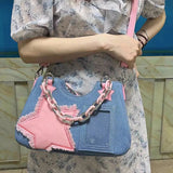 Shopmocho Denim Women Underarm Shopper Totes Large Capacity Designer Hobo Shoulder Bag Luxury Women's Handbag Small Crossbody Bag
