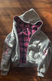 Shopmocho Y2K Vintage Cherry Blossom Embroidery Zipper Hoodie Harajuku Loose Reversible Simple Grid Jacket Men Women Pink Coat Streetwear