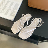Shopmocho 2025 Summer Gladiator Women Sandals Fashion Elegant Narrow Band Clip Toe Shoes Ladies Comfort Flats Beach Sandalias