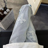 SHOPMOCHO Cross Embroidery Y2k Jeans Mens Straight Denim Pants Casual Vintage Jeans Versatile Fashion Streetwear Spring High Street Pants