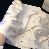 SHOPMOCHO 2026 New Ice Silk 2 Pieces Pajamas for Women Autumn Spring Women's Pajamas Set Elegant Ptinting Flower Home Wear Soft Sleepwear
