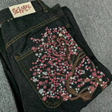 SHOPMOCHO Y2K 2000s Cherry Blossom Pocket Embroidery Fashion Hip Hop Loose Men And Women Clothing Retro Casual Wide Leg Streetwear