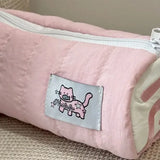 Shopmocho INS Large Capacity Pink Pen Bag Creative Soft Touch Pencil Case Stationery Storage Organizer Creative Students Gift