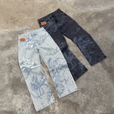 SHOPMOCHO Y2k Angel Baggy Jeans Retro High Street Cupids Arrow Men Women Pants American Hip Hop Streetwear Unisex Casual Straight Jeans