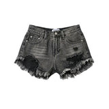 Shopmocho Shorts Denim Washed Women Jean High Waist Hole Spliced Slim Fit Sexy Jeans 2025 Casual Pockets Summer Short Straight Pants