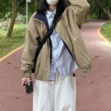 Shopmocho Harajuku All-Match Bomber Jackets Women Streetwear Hip Hop Oversize Zipper Coat Korean Loose Student Baseball Uniform Outerwear