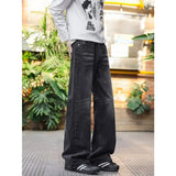 SHOPMOCHO Baggy Jeans For Man Pants Jeans Trendy High Street Washed Flared Denim Trousers Versatile American Style