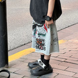 SHOPMOCHO 2025 Summer New Korean Edition Boys' Fashion Trendy Cool Versatile Graffiti Casual Sports Pants Children's Stylish Shorts Trendy