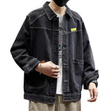 Shopmocho Loose Casual Men's Denim Jacket Trendy Hong Kong Style Splicing Workwear Spring Autumn Popular Individuality
