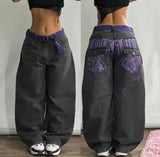 SHOPMOCHO Y2K American New Fashion Tiger Print Loose Jeans Women High Street Harajuku Wind Trend Casual Joker High Waist Wide Leg Pants