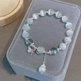 SHOPMOCHO Niche Design Star Chain Tassel Bracelet for Women Fantasy Blue Crystal Beads Elastic Rope Bracelet Best Friend Jewelry Gifts