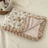 SHOPMOCHO Warm Winter Baby Blanket Pompom Blush Sprigs and Blooms Minky Blanket Floral Baby Blanket Quilt Bedding Cover 90*130cm