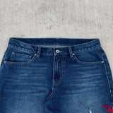 Shopmocho Dragon Graffiti Embroidery Dark Blue Loose Wide Leg Distressed Jeans Y2K High Waist Men Women Vintage Casual Daily Streetwear