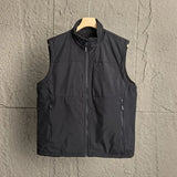 SHOPMOCHO Retro Lambskin Vest for Men Women Stand Collar Sleeveless Fleece Lined Autumn Winter Warm Outdoor