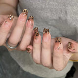 SHOPMOCHO 10Pcs Fashion Gentle Handwork Press On Nails French Style Flowers Butterfly Rhinestone Pearl Design Detachable False Nails Gift