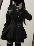 SHOPMOCHO Harajuku Sweet Bow Black Plaid Dresses All-match Slim Fit Kawaii Lolita Dress for Women Autumn New Long Sleeve Vestidos De Mujer