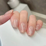 Shopmocho 24pcs Detachable Short Press on Nails Y2k rhinestone False Nails with Glue Ballet Sweet Cool Girls Artificial False Nails Tips