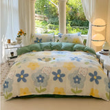 SHOPMOCHO Kawaii Bear Printed Bed Set Floral Duvet Cover Pillowcase Bedding Set Cute Dog Bed Linen Sheet Quilt Cover Full Queen King Size