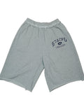 SHOPMOCHO Streetwear Retro Pilot Sweatshorts Grey Crest Graphic Woven Label Frayed Long Shorts Y2K Swag Hip Hop Terry Unisex Baggy Shorts