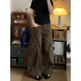 Shopmocho American Vintage 2000s Style High Waist Brown Jeans Pants 2025 Summer Women's Baggy Y2K Wide Leg Denim Trouser Female Clothes