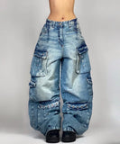 SHOPMOCHO Streetwear Fashion New Multi-pocket Washed Baggy Jeans Men And Women Y2K Hip Hop Harajuku Casual Gothic High Waist Wide Trousers
