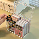 Shopmocho Kpop Photocard Storage Box Transparent Acrylic Photo Card Organizer Compartment Flip Box Card Case Protector Container Korean