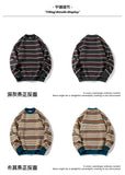 Shopmocho 2025 Autumn Winter New Fashion Men's Vintage Striped Casual Trendy Loose O-neck Long Sleeve Knitted Sweaters Male Pullovers Tops