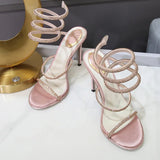 Shopmocho Eilyken Summer Street Style CRYSTAL Ankle Strap Women Sandals Sexy Open Toe Thin High Heels Party Prom Shoes