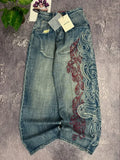 SHOPMOCHO American Y2K New Pattern Embroidery Baggy Jeans Men High Street Vintage Hip Hop Fashion Casual Joker Couple Wide-leg Pants