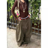 Shopmocho Loose Knife Edge High Waist Straight Leg Denim Jeans Women's Summer American Retro Silhouette Long Trousers for Casual Wear