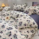 Shopmocho Pink Floral Bedding Set Soft Ins Single Double Queen Size Duvet Cover Flat Sheet Pillowcase Girls Home Totel Bed Linens