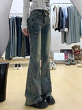Shopmocho New retro high waist solid color micro-flare women jeans y2k fashion street clothing slim and slim stretch flared pants