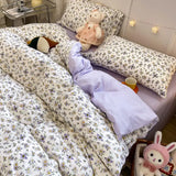 Shopmocho Pink Floral Bedding Set Soft Ins Single Double Queen Size Duvet Cover Flat Sheet Pillowcase Girls Home Totel Bed Linens