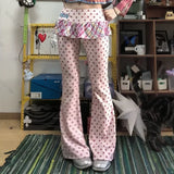 Shopmocho Y2k 2000s Retro Subculture Millennium Spicy Girl Style Fake Two piece Pants Trendy Fashion High Street Versatile Sweet Pants emo