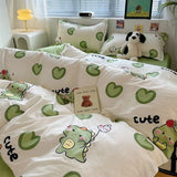 SHOPMOCHO Boys Girls Duvet Cover Set with Zipper Ins Cute Cartoon Bed Flat Sheet Pillowcases No Filler Twin Queen Size Fashion Bedding Set