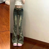 Shopmocho Ankle-Length Denim Flare Pants High Waist American Vintage Trousers Slim Women Chic Wide Leg Street Y2k Jeans Summer Zipper