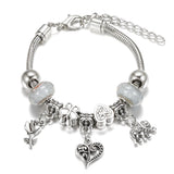 SHOPMOCHO New Butterfly Pendant 5 Color Rhinestone Snake Chain Bangle Lobster Buckle Adjustable Charm Woman Beaded Bracelet Jewelry Gift