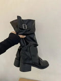SHOPMOCHOWoman Boots Knee High Platform Chunky Heels Trend Punk Gothic New Rock Leather Fashion Women's Shoes Motorcycle Footwear Q221