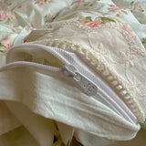 SHOPMOCHO Washed Cotton Duvet Cover Sets Single/Queen/king Flower Printed Bedding Set Princess Style e housse de couette 220x240 with Lace