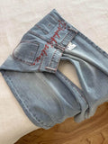 SHOPMOCHO Y2k Light Blue Baggy Jeans Women Red Stitch Embroidery High Waist Wide Leg Denim Pants Streetwear Casual Y2K Grunge Trousers New